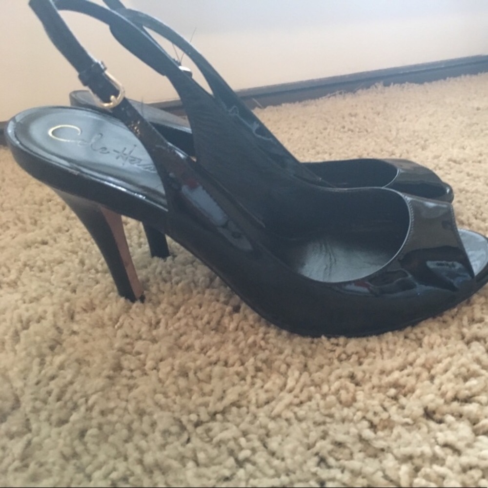 Cole Haan Nike Air Patent Peep Toe Slingback Pumps